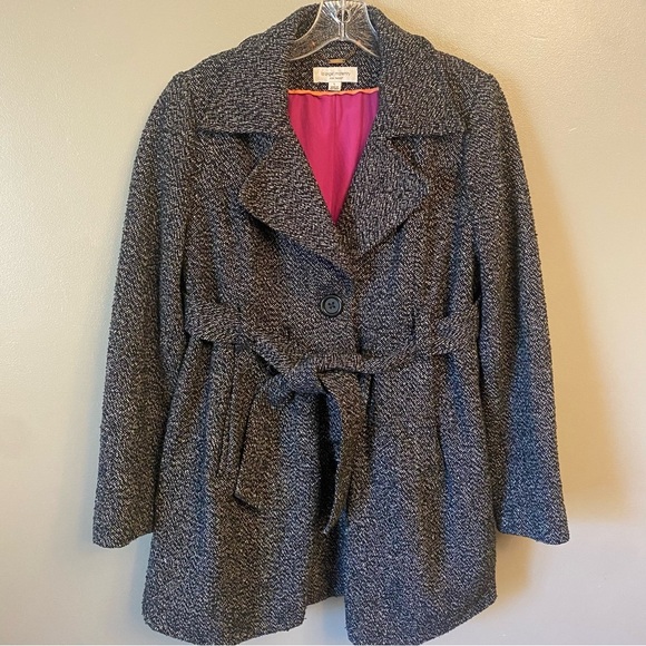 Liz Lange Maternity Tweed Lined Pea Coat Large Wool blend Target - Picture 1 of 11